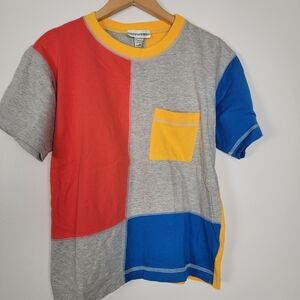 Cathy Daniels Red, Blue, Yellow Colorblock Tee Shirt Vintage Medium Cotton